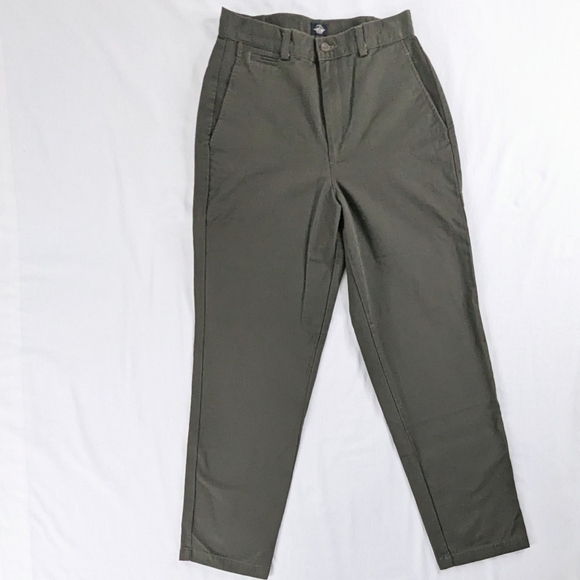 VTG Olive Green High Waist Straight Leg Khaki Trousers Corpcore - Picture 1 of 9